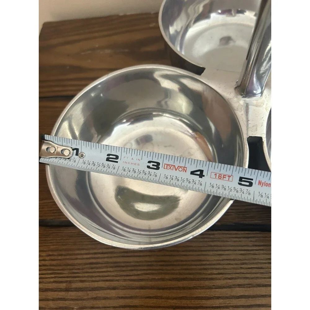 Pottery Barn Barona 3 section serving condiment bowls Aluminum Large Hosting